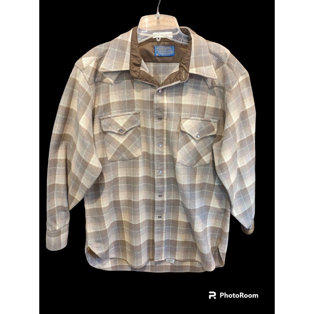 Pendleton Pearl Snap Button‎ High Grade Western Wear  Cowboy Wool Large